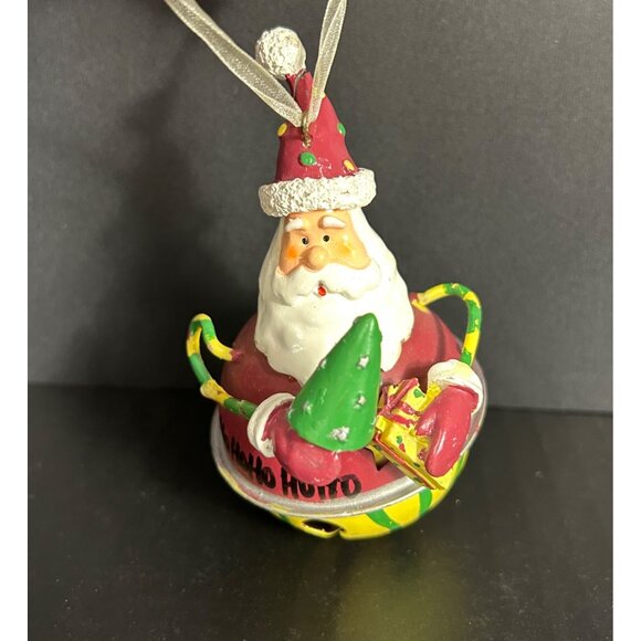 Vintage Christmas Hanging Metal Santa Jingle Bell Ornament Holiday Decor - Picture 1 of 5
